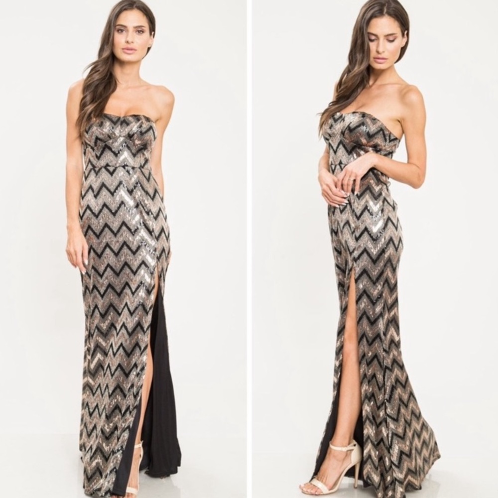 Chevron Print Sequin Dress 🖤
